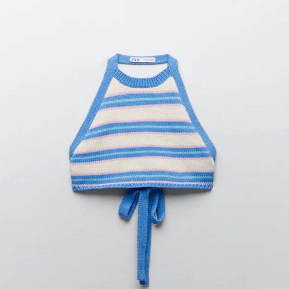 Zara knit striped halter top